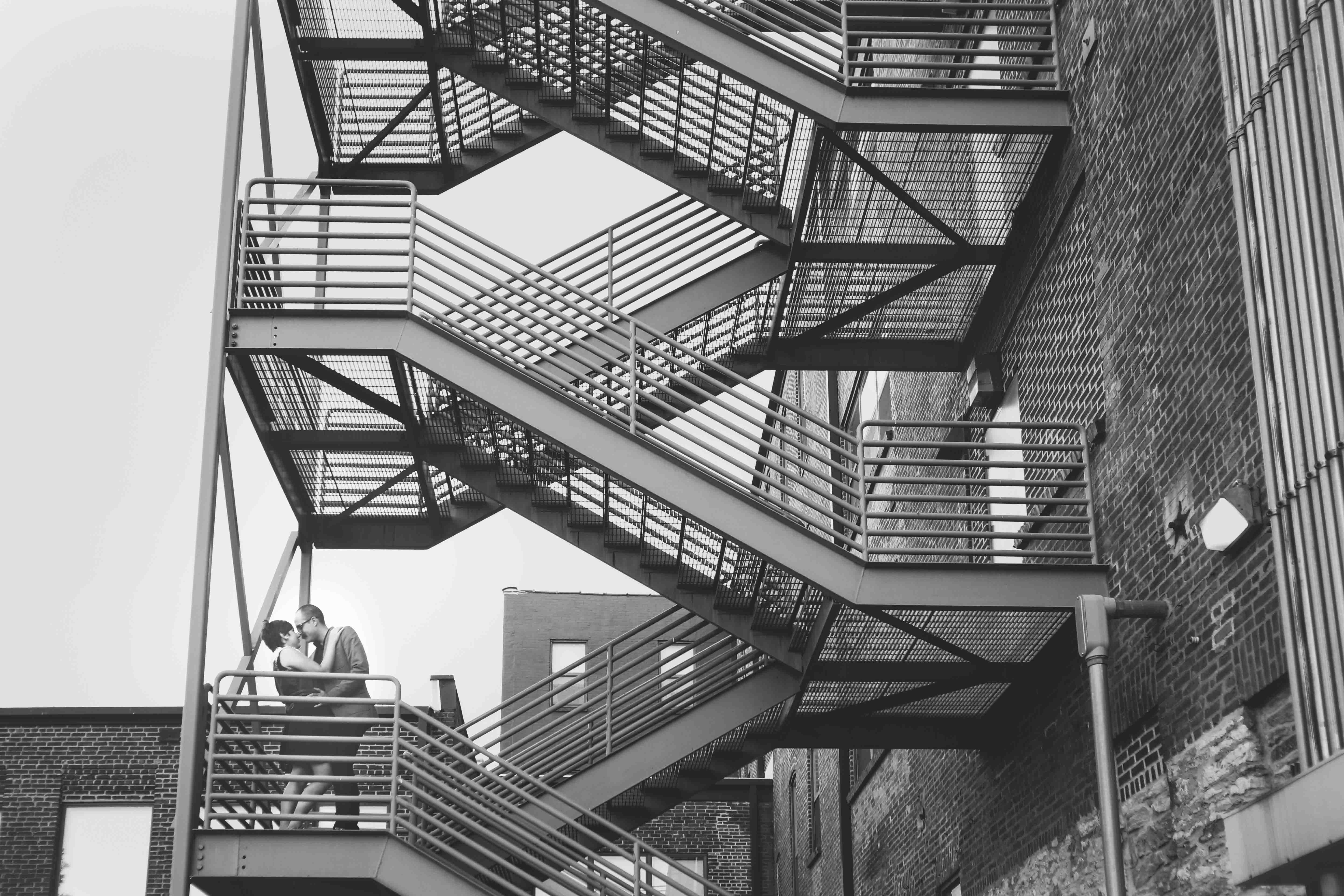 River Market engagement shoot urban staircase photo by simply grace photography
