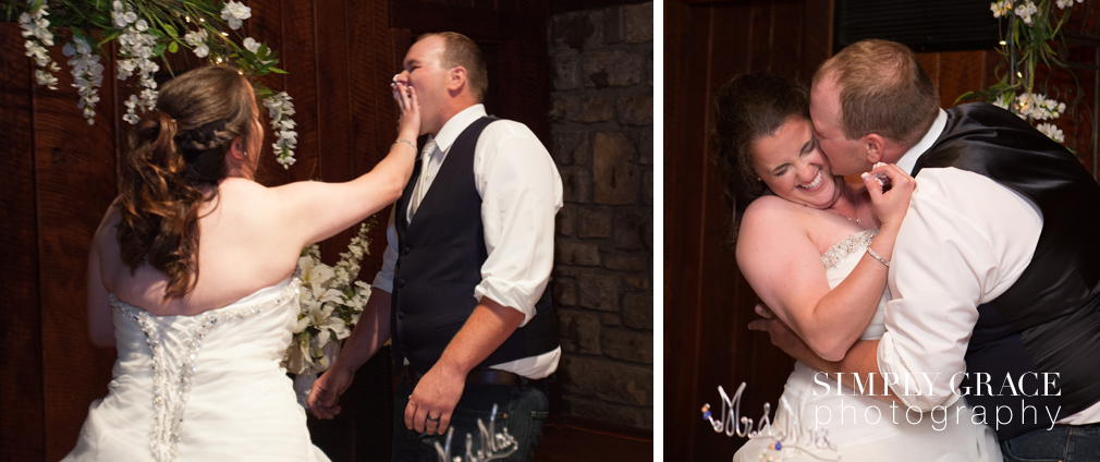 cake cutting groom smash at james p davis hall simply grace photography