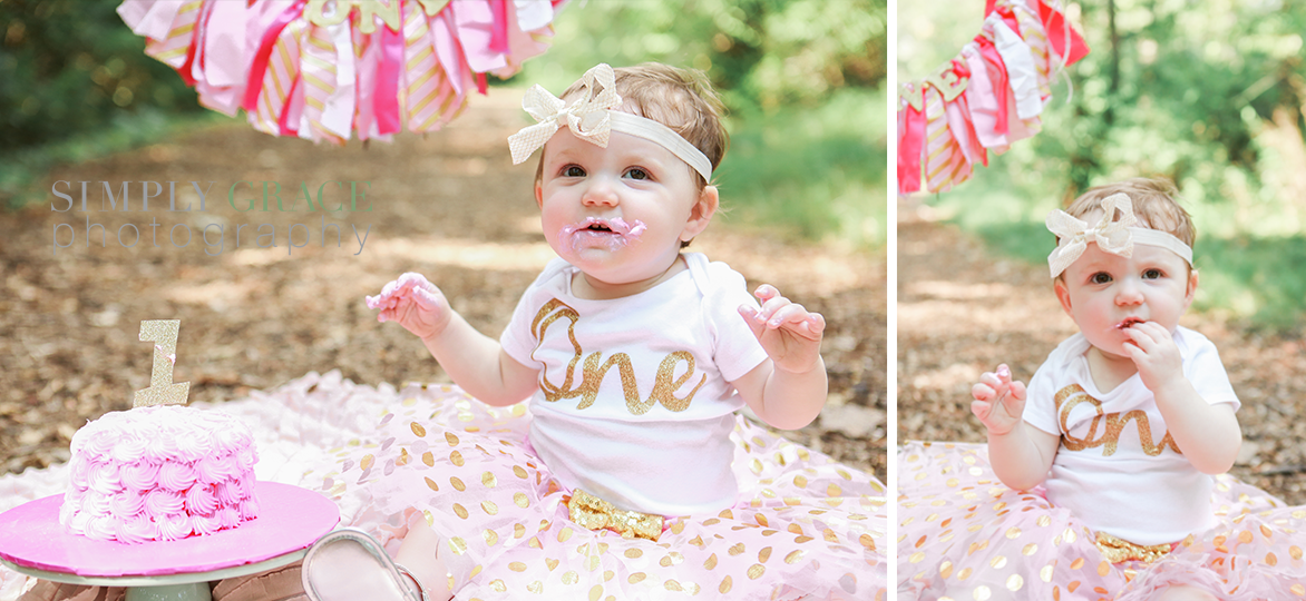 smash cake session simply grace photography pin and gold