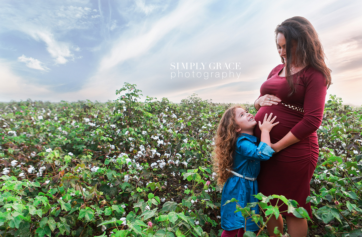 Georgia cotton field maternity mother daughter simply grace photography