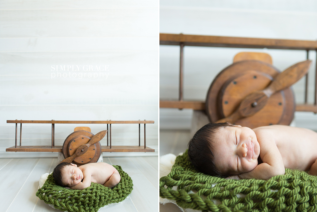 airplane prop newborn photography savannah simply grace photography