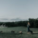 wyandotte county lake maternity session sunset green dress at dog park