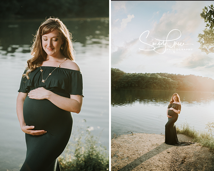 wyandotte county lake maternity session sunset green dress