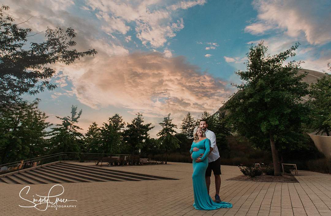 kauffman maternity session blue dress simply grace photography beautiful clouds