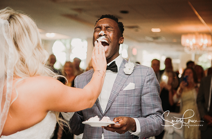 loch lloyd wedding cake smashed in grooms face