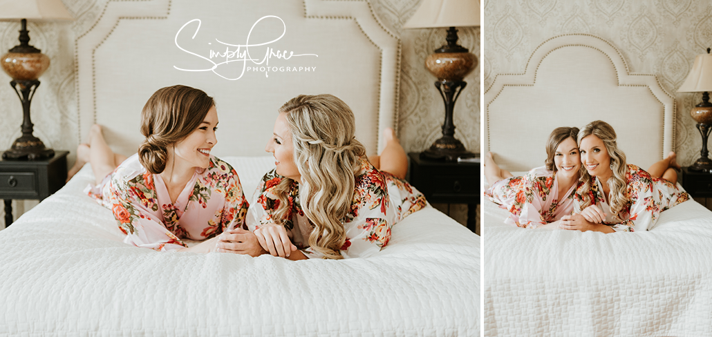 eighteen ninety wedding bed with robes simply grace photography
