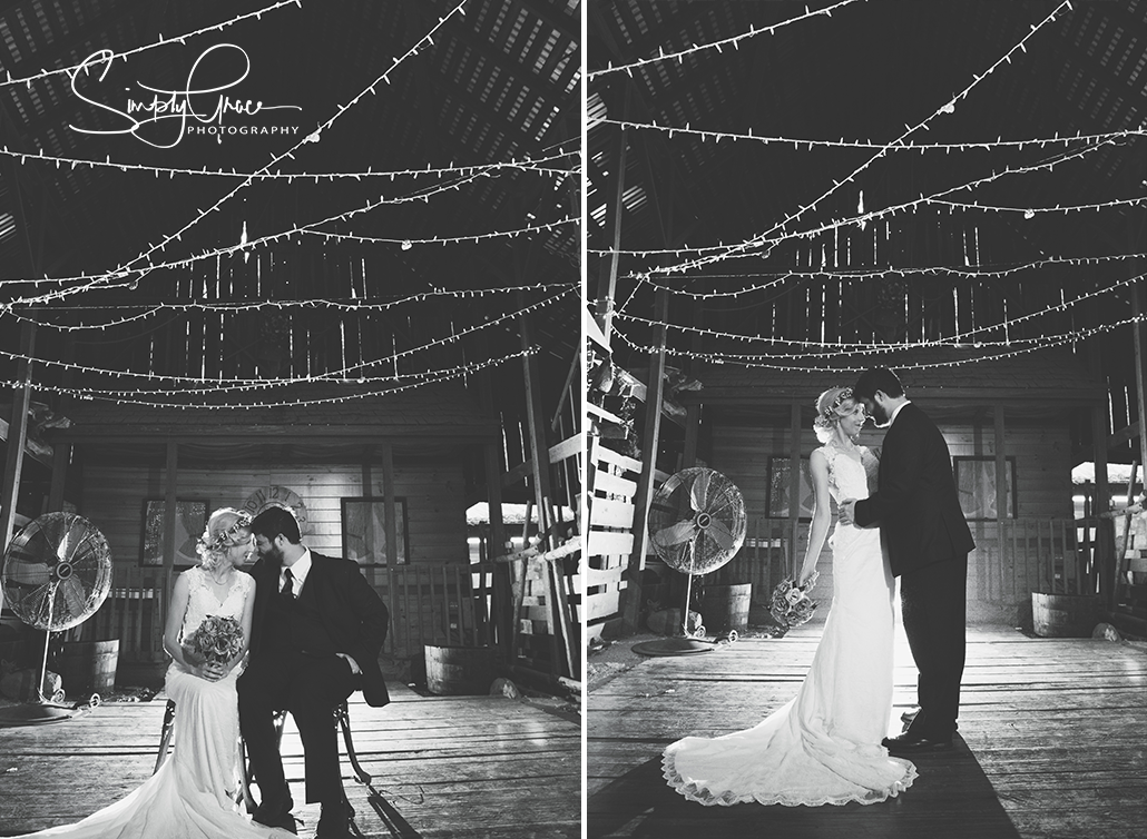 paradise park wedding simply grace photography inside barn black and white
