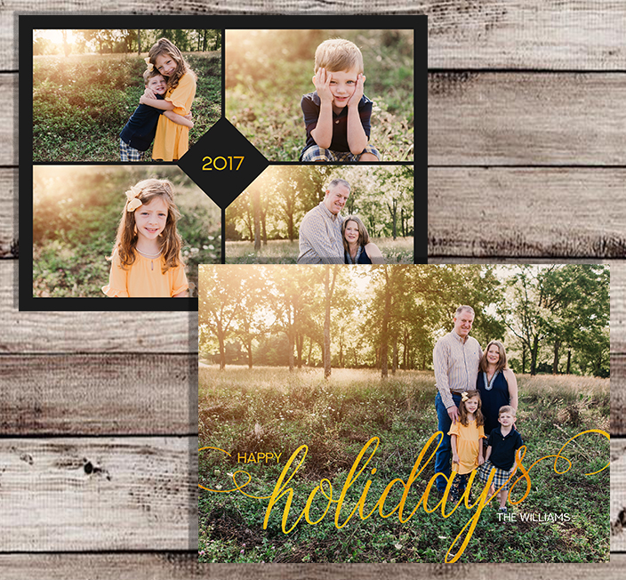 holiday card black and gold