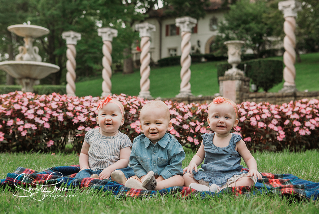 kc family session at verona columns with triplets