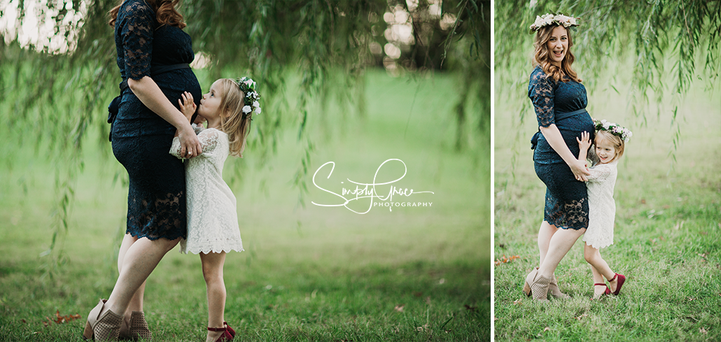 mommy and daughter maternity photo at loose park simply grace photography