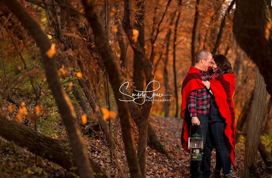 Wyandotte County Lake Engagement Session camping with lantern