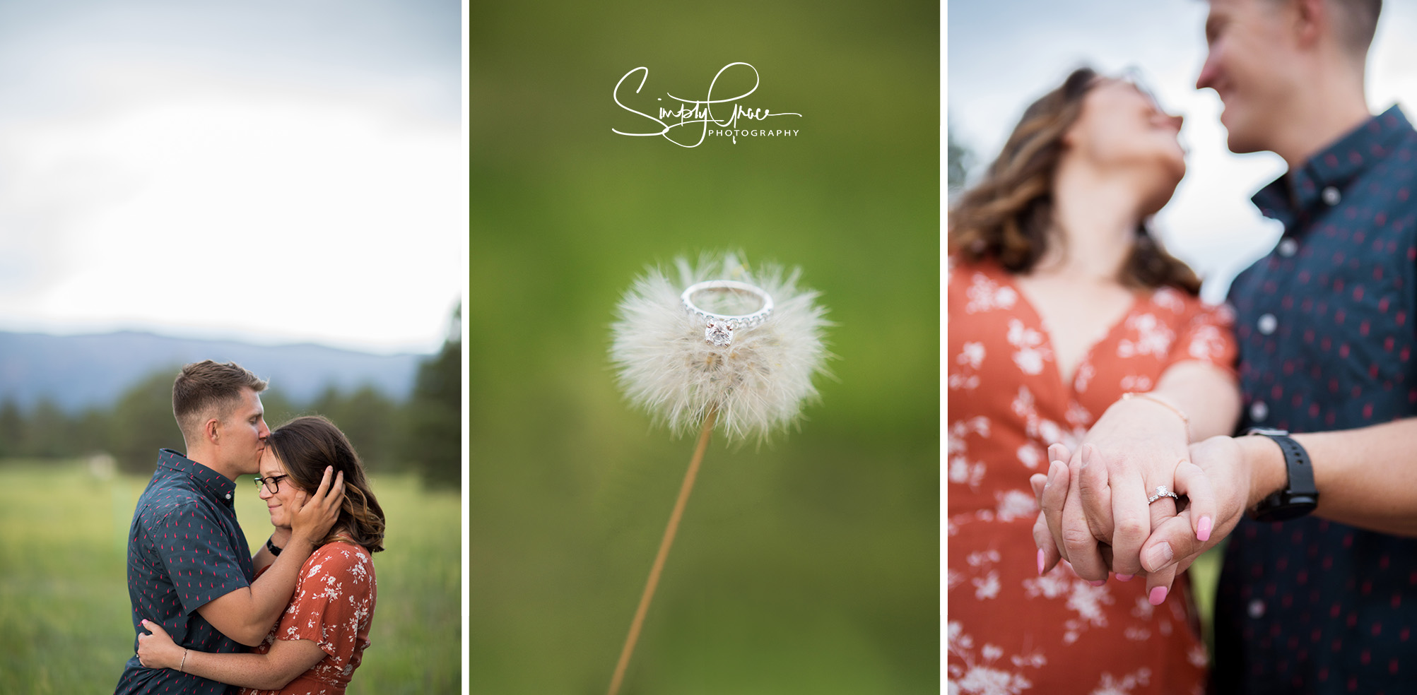 air force academy engagement session with ring on dandelion by simply grace photography