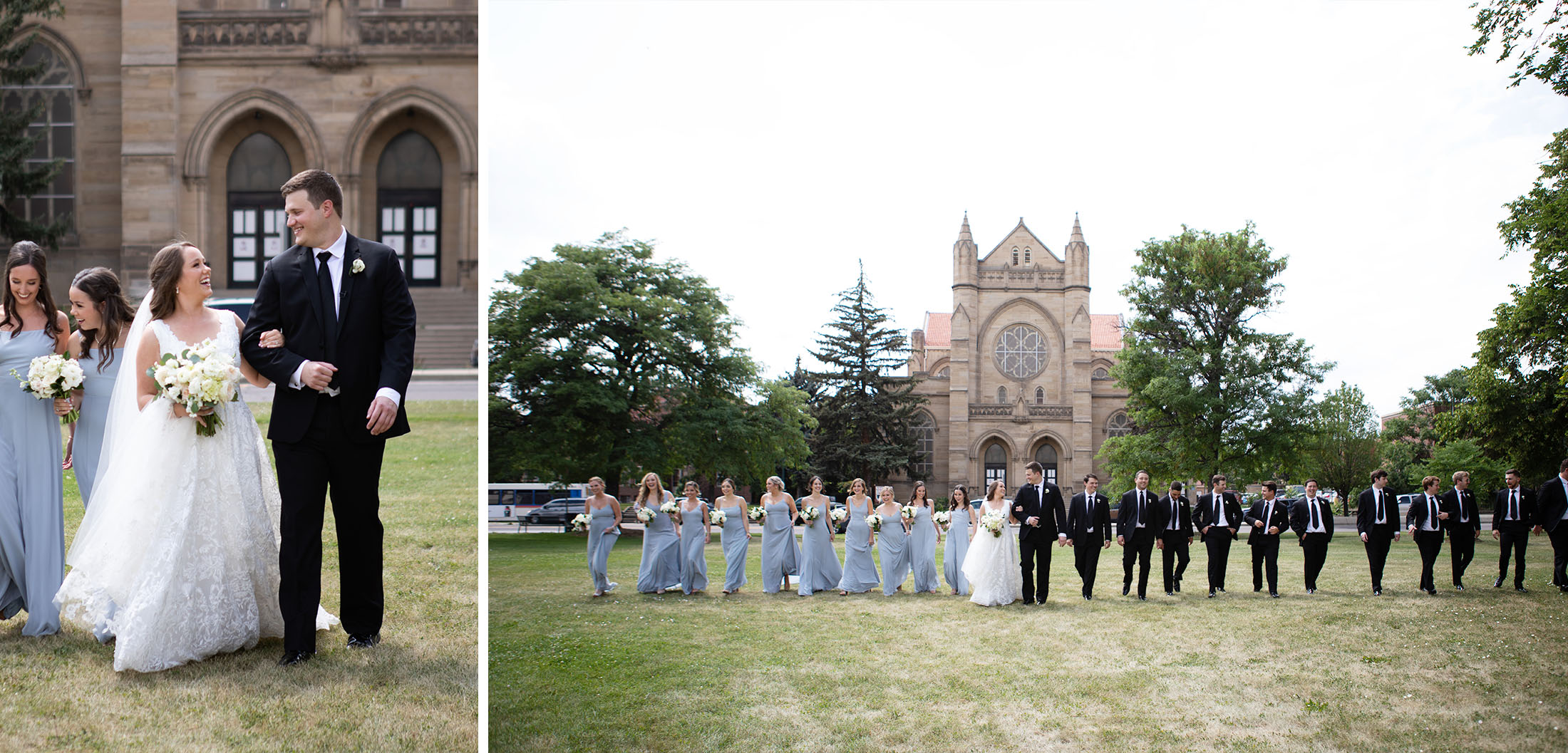 outside st dominic chapel for bridal portraits