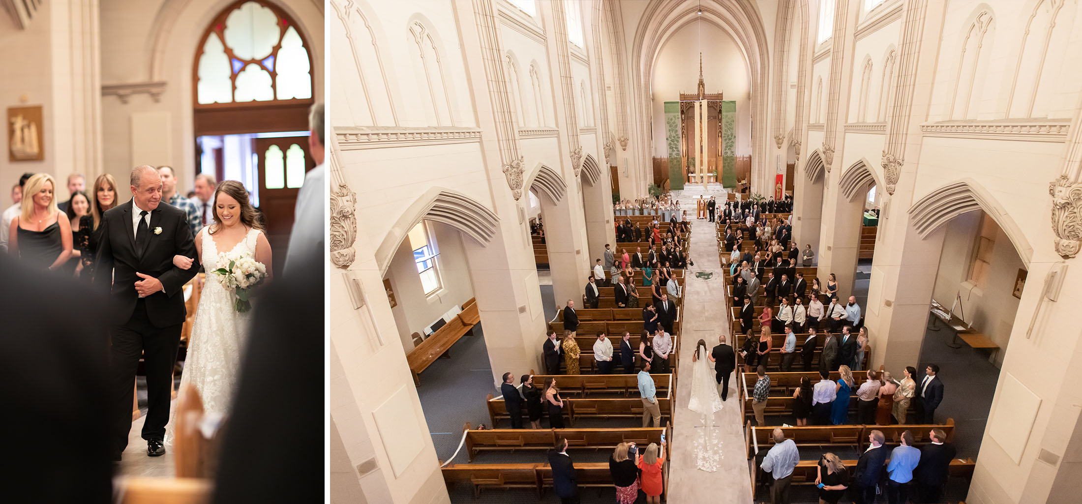 bride entrance at st dominic chapel in Denver Colorado