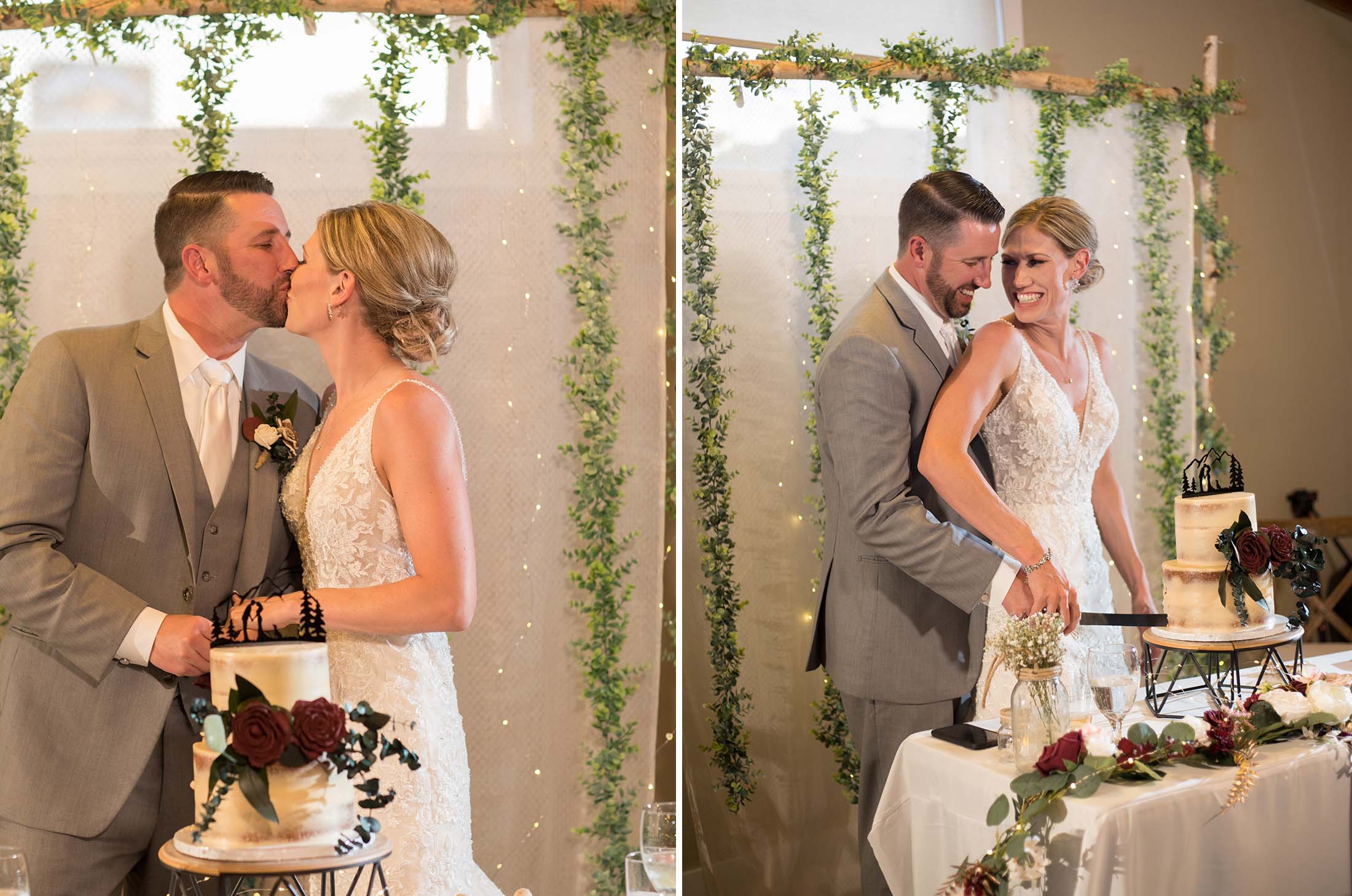 cake cutting for bride and groom