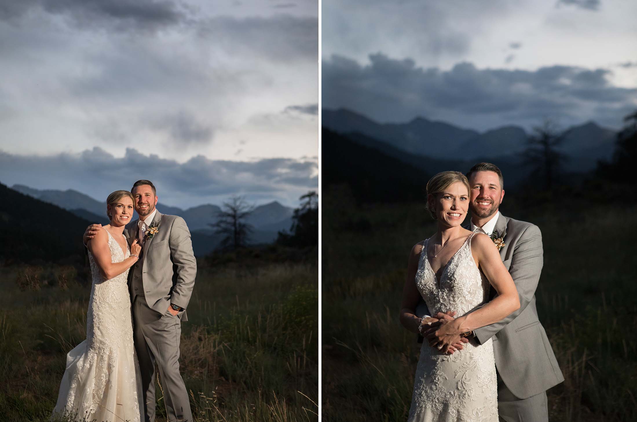night photography at estes park wedding with simply grace photography