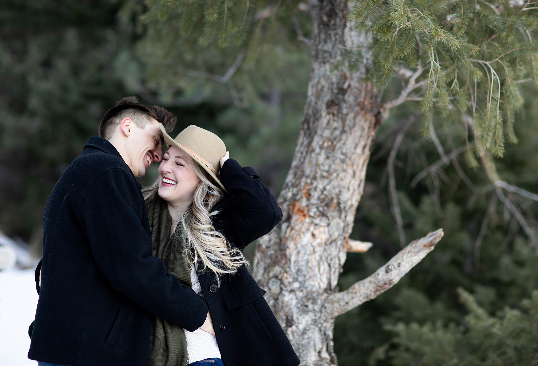 romantic posing for engagement session at lookout mountain
