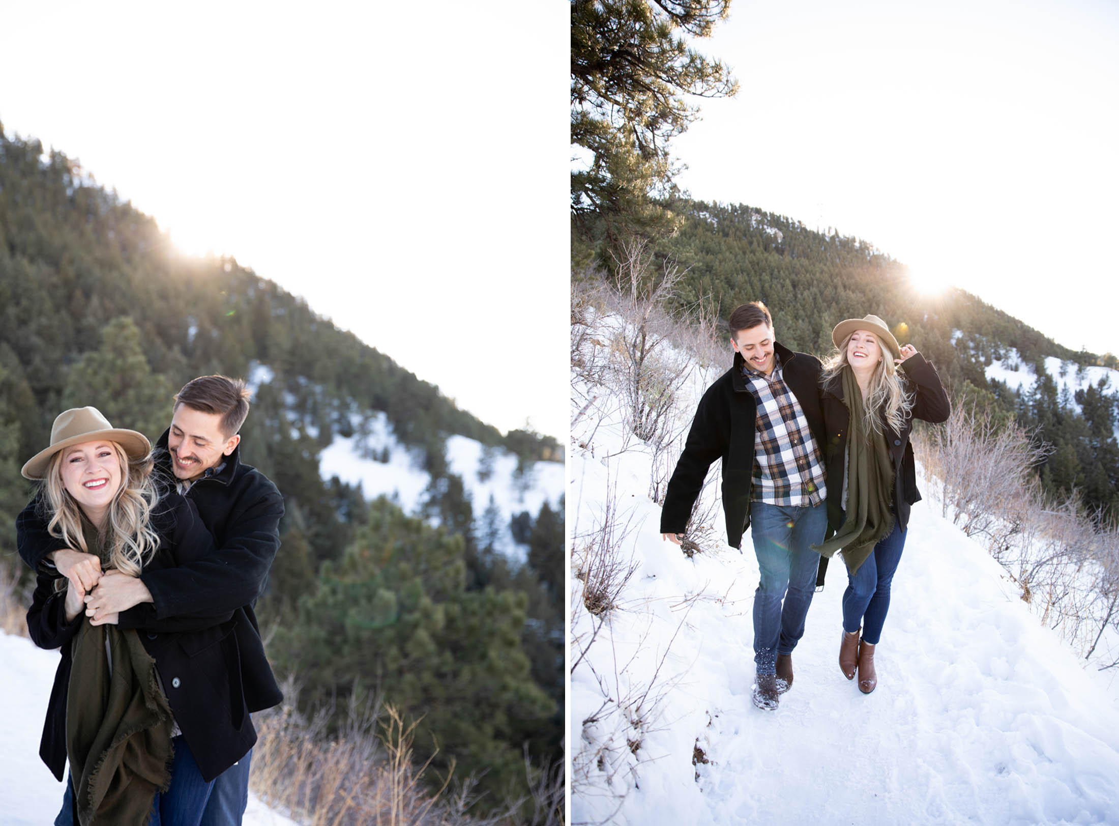 walking in the snow at lookout mountain