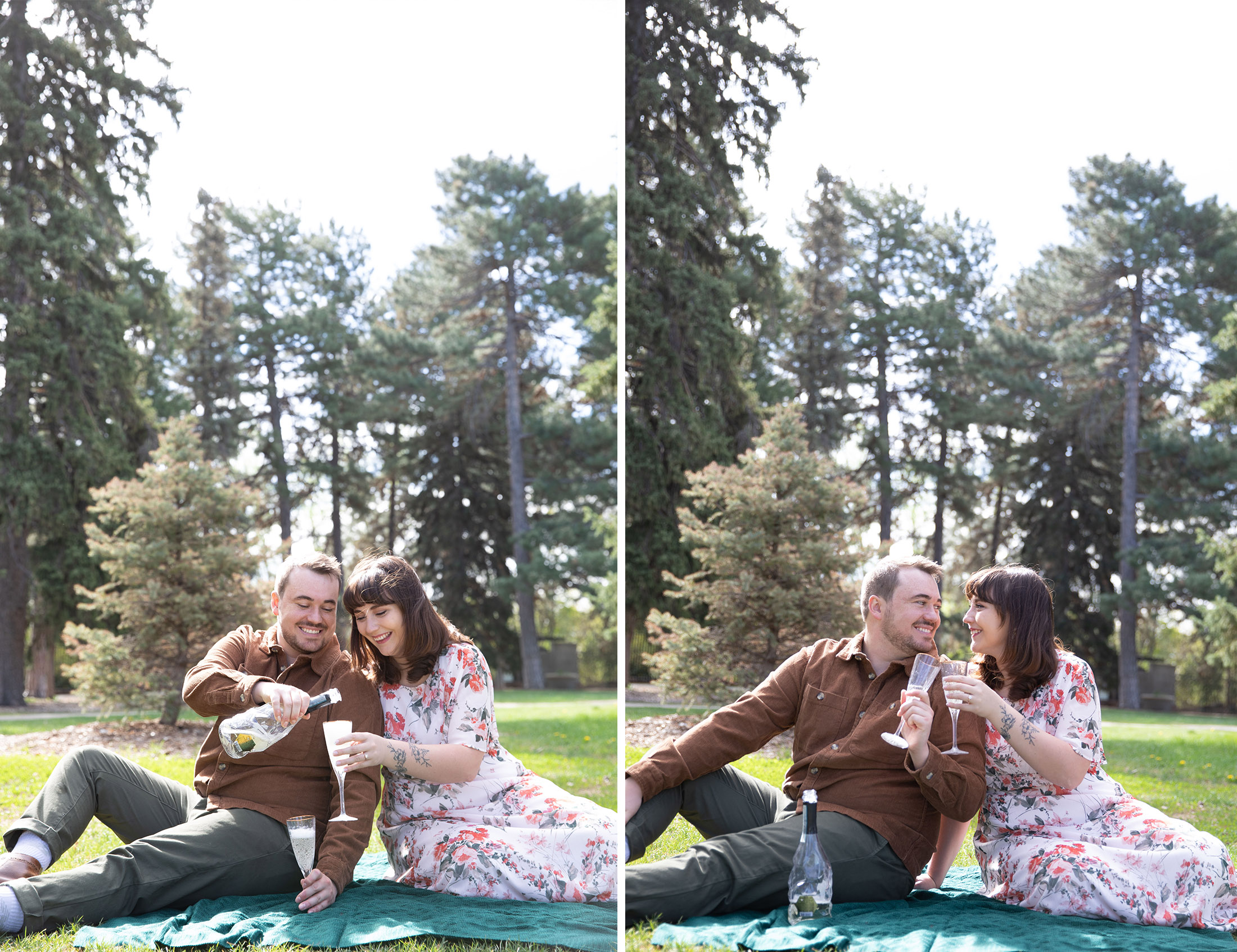 pouring glasses at cheeseman park with simply grace photography