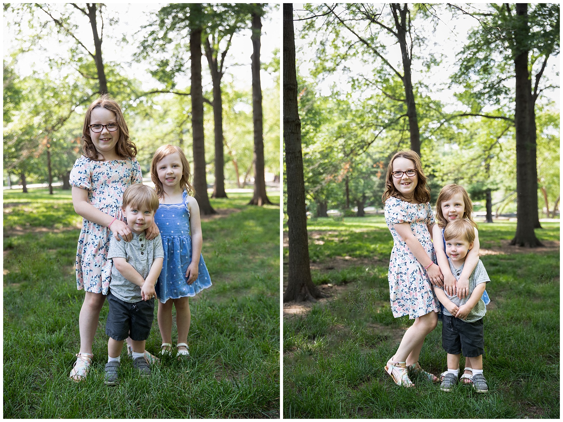 kids together at maternity session in kansas city