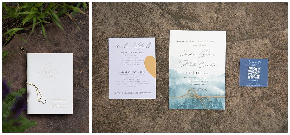 wedding details atWild Basin wedding with simply grace photography