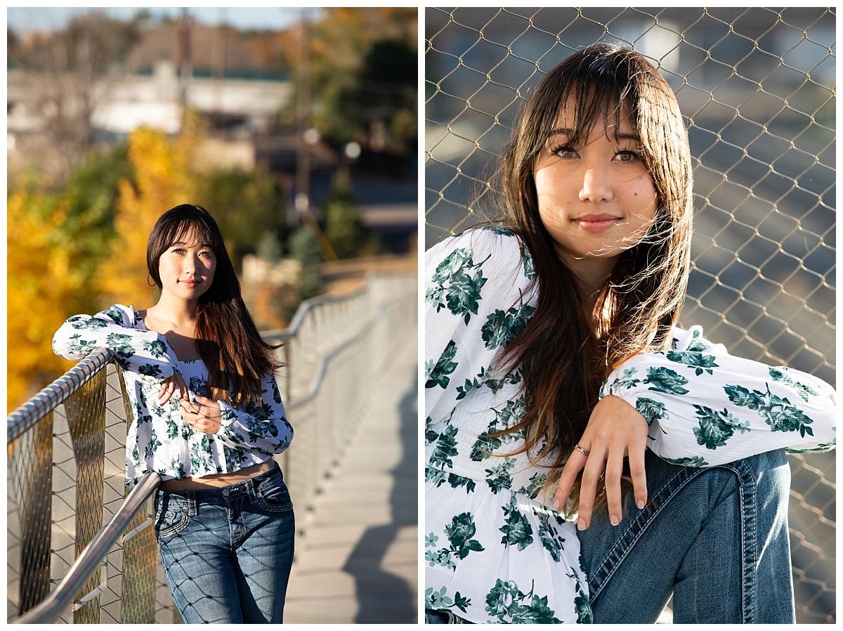 senior session at the bridge at the Olympic museum in Colorado springs
