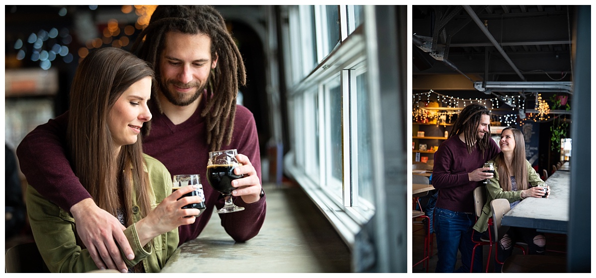 couple enjoying their beer at red leg brewery in colorado springs