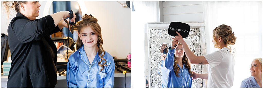 junior bridesmaid gets ready with the bride in denver colorado