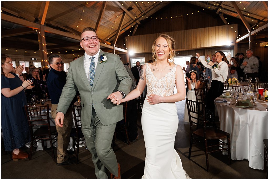 reception entrance with bride and groom