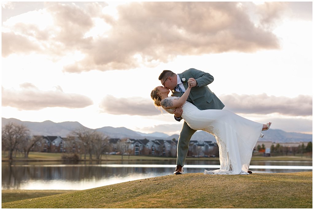 golden hour portraits with bride and groom in littleton colorado
